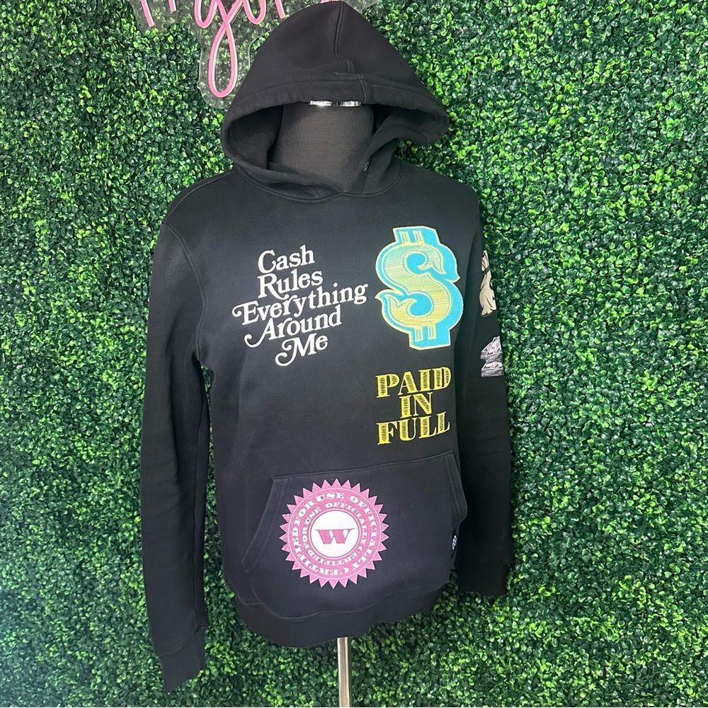 Men’s Cash Rules Everything Black Pullover Graphic Hoodie Eternity BC/AD Sz M